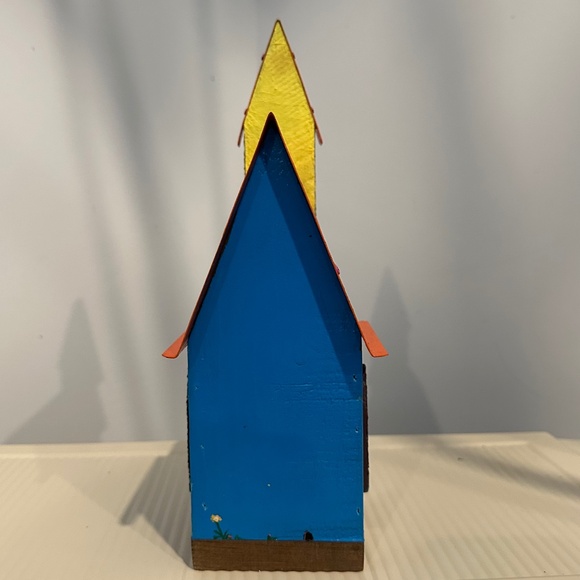 Colorful Decorative Church Birdhouse – Hand-Painted, 12" Tall - Picture 3 of 7